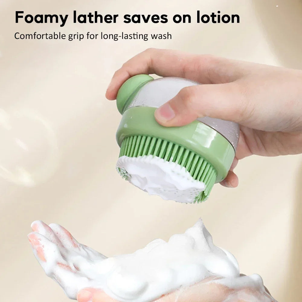 Silicone Dog Bath Brush with Shampoo Dispenser – Gentle Grooming & Massage Brush for Dogs & Cats