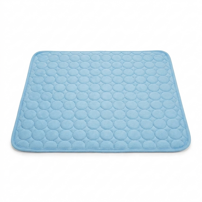 Self-cooling ice silk dog and cat mat laid flat on a white background