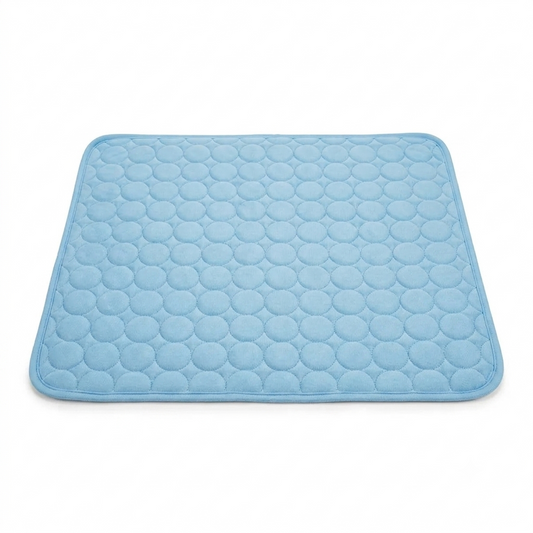 Self-cooling ice silk dog and cat mat laid flat on a white background