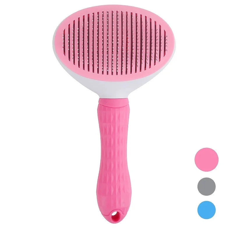 Self-Cleaning Slicker Brush for Dogs & Cats - One-Click Hair Removal Comb for Effortless Grooming
