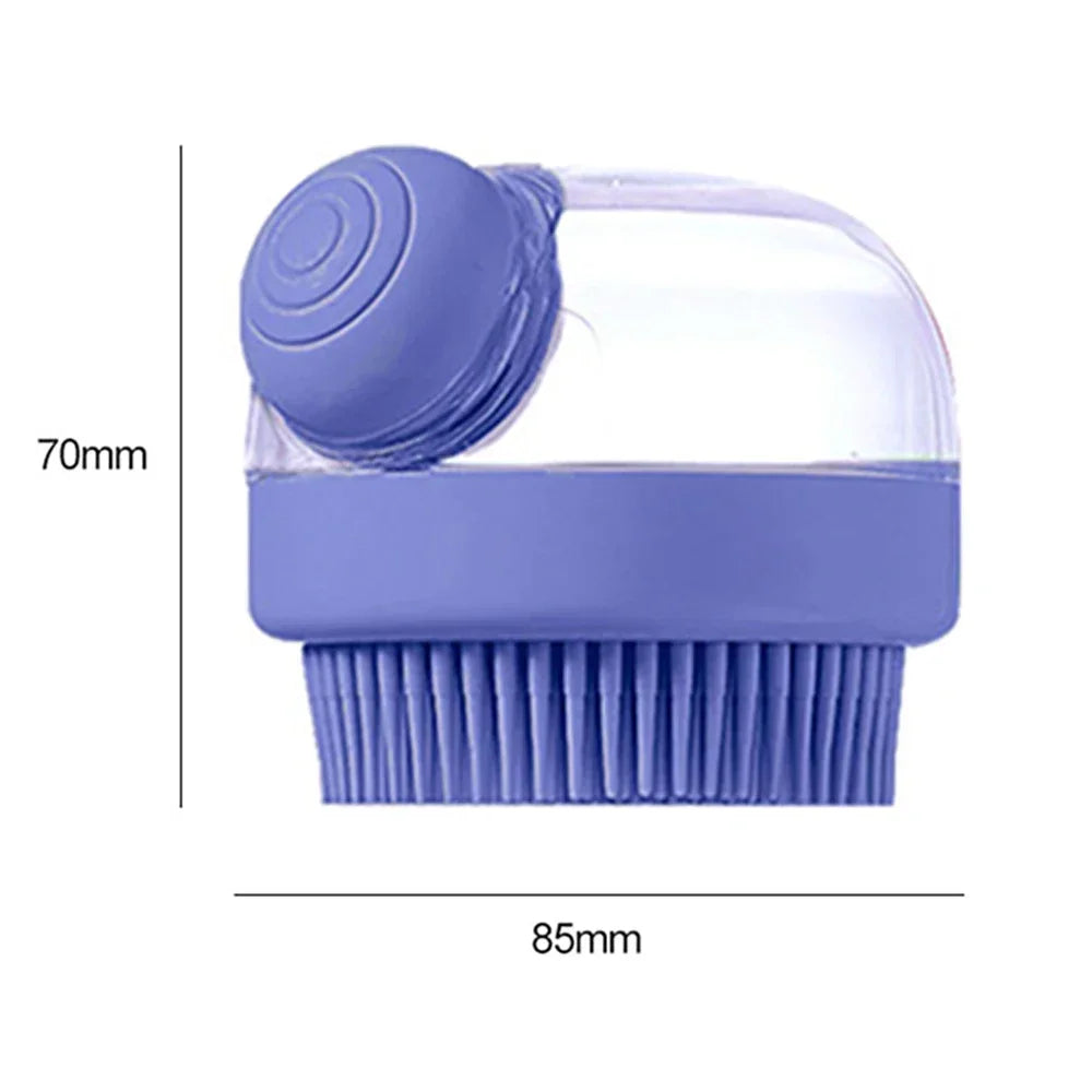 Silicone Dog Bath Brush with Shampoo Dispenser – Gentle Grooming & Massage Brush for Dogs & Cats