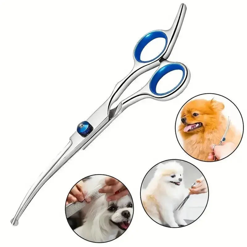 Professional Pet Grooming Scissors - Stainless Steel Safety-Tip Shears for Dogs & Cats, Ambidextrous Design