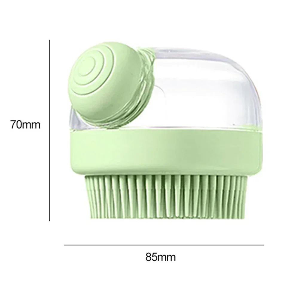 Silicone Dog Bath Brush with Shampoo Dispenser – Gentle Grooming & Massage Brush for Dogs & Cats