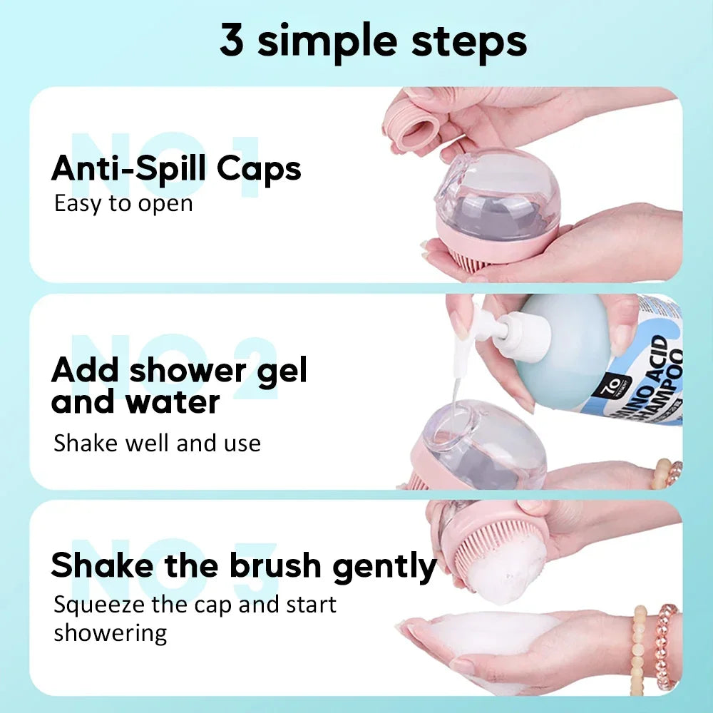 Silicone Dog Bath Brush with Shampoo Dispenser – Gentle Grooming & Massage Brush for Dogs & Cats