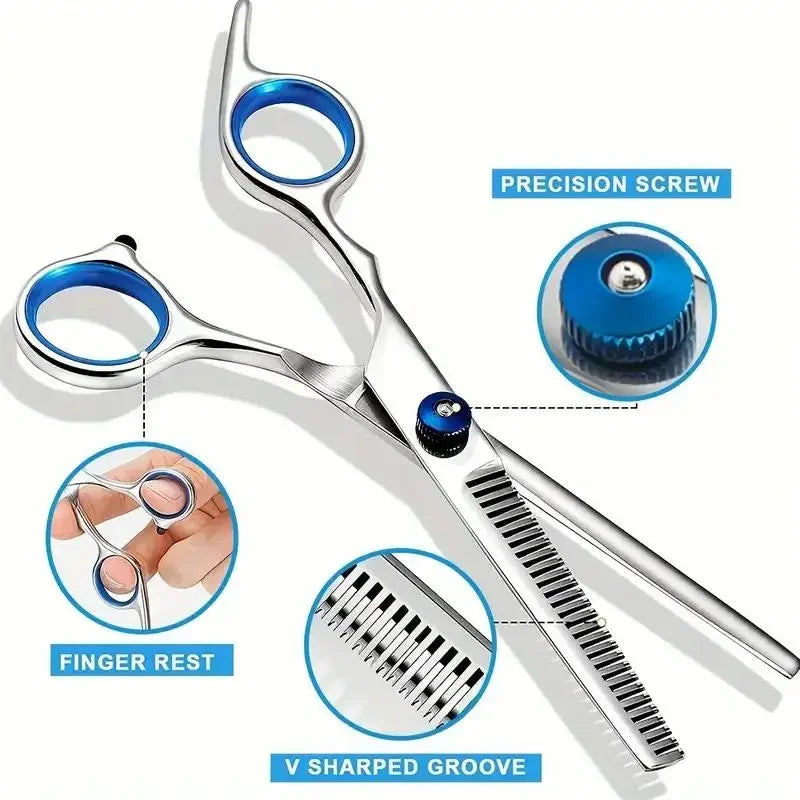 Professional Pet Grooming Scissors - Stainless Steel Safety-Tip Shears for Dogs & Cats, Ambidextrous Design