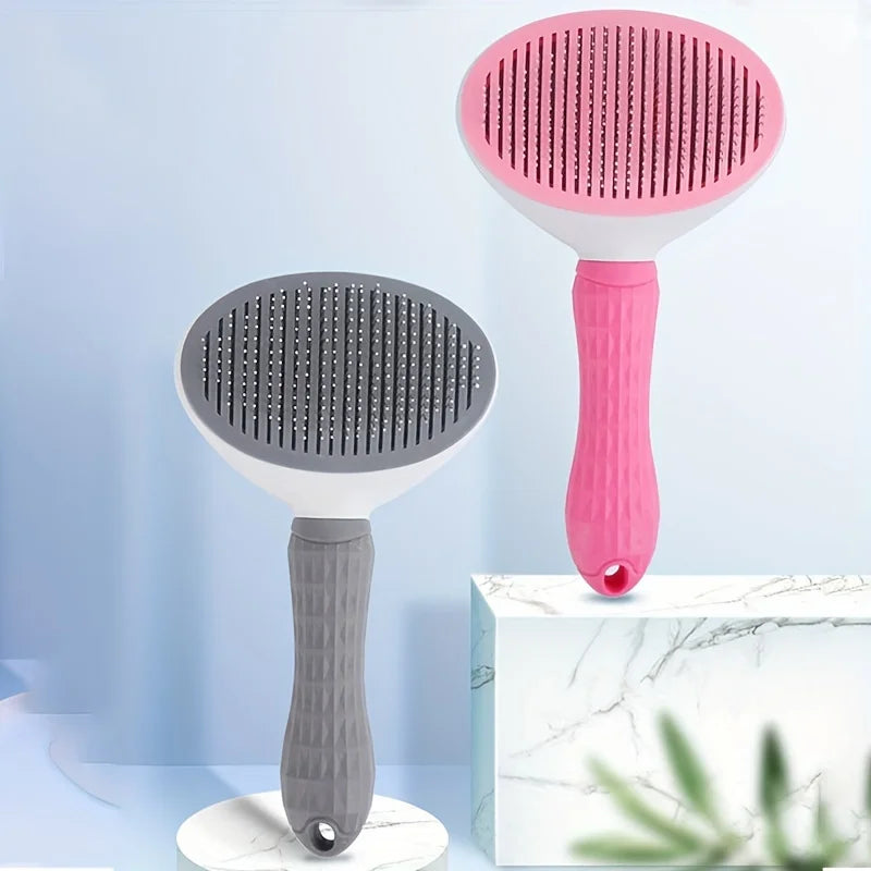 Self-Cleaning Slicker Brush for Dogs & Cats - One-Click Hair Removal Comb for Effortless Grooming