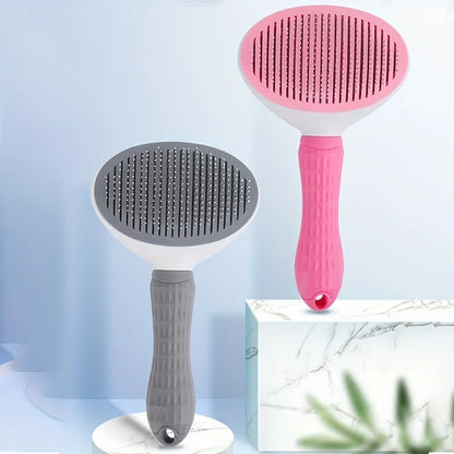 Self-Cleaning Slicker Brush for Dogs & Cats - One-Click Hair Removal Comb for Effortless Grooming
