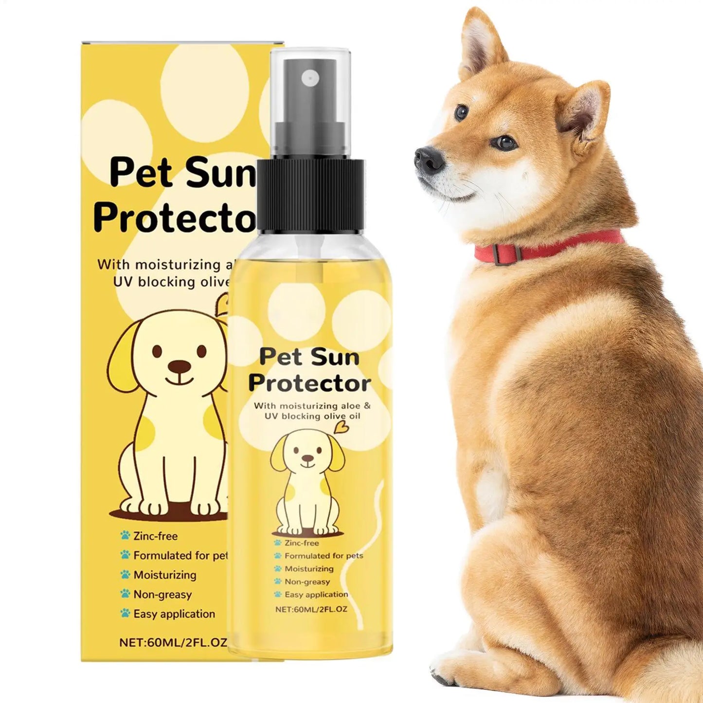 Pet Sunscreen for Dogs Moisturizing Sunblock Spray UV Protection for Hot Day Outdoor Activities like Hiking Trip Swimming Pool