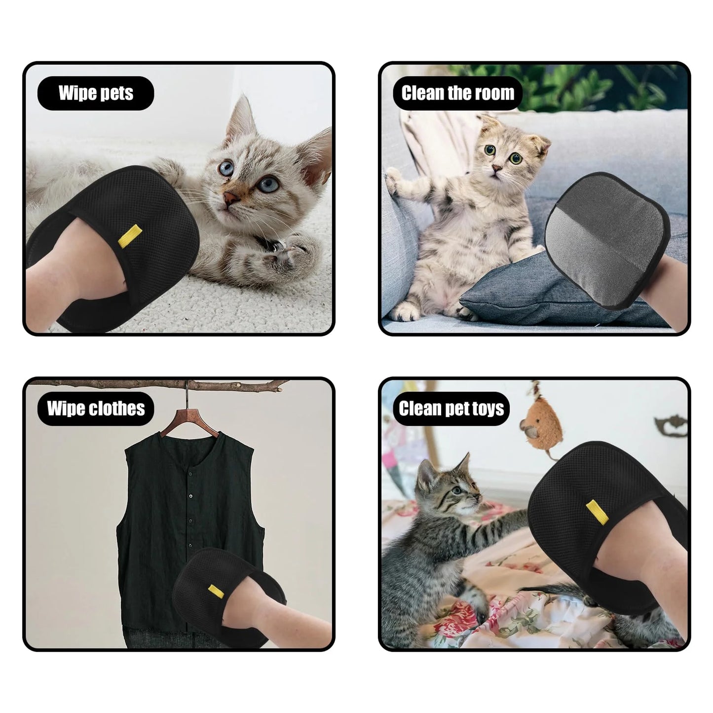 Double-Sided Pet Deshedding Glove Brush - Dog & Cat Hair Remover Mitt for Fur Grooming & Carpet Cleaning