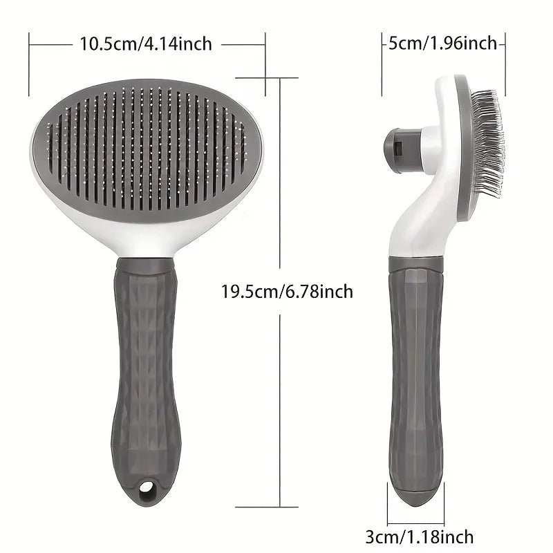 Self-Cleaning Slicker Brush for Dogs & Cats - One-Click Hair Removal Comb for Effortless Grooming