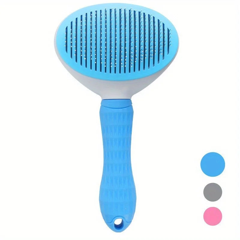 Self-Cleaning Slicker Brush for Dogs & Cats - One-Click Hair Removal Comb for Effortless Grooming