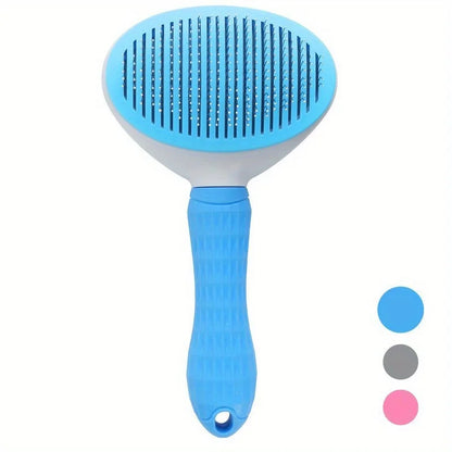 Self-Cleaning Slicker Brush for Dogs & Cats - One-Click Hair Removal Comb for Effortless Grooming