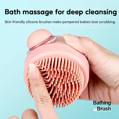 Silicone Dog Bath Brush with Shampoo Dispenser – Gentle Grooming & Massage Brush for Dogs & Cats