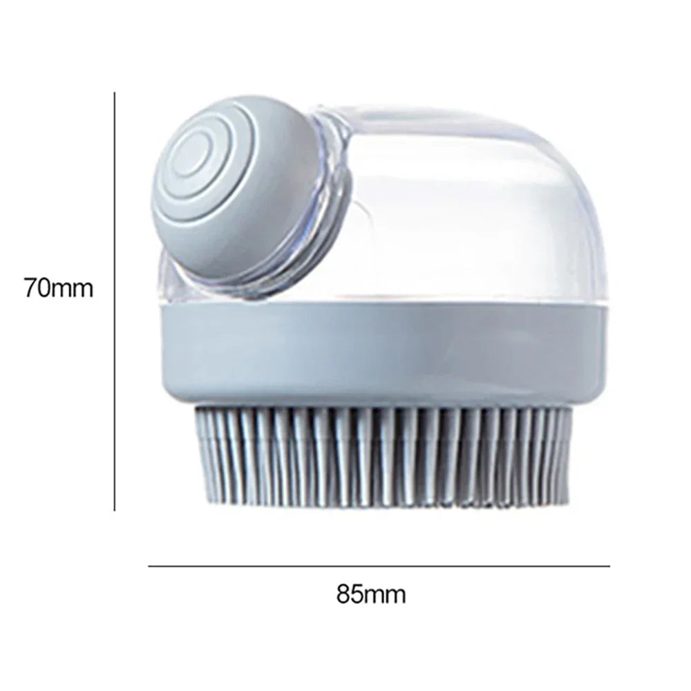 Silicone Dog Bath Brush with Shampoo Dispenser – Gentle Grooming & Massage Brush for Dogs & Cats