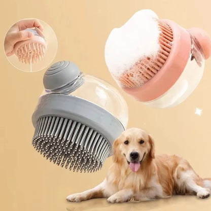 Silicone Dog Bath Brush with Shampoo Dispenser – Gentle Grooming & Massage Brush for Dogs & Cats