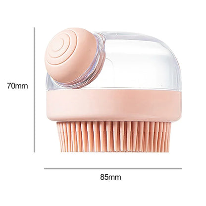 Silicone Dog Bath Brush with Shampoo Dispenser – Gentle Grooming & Massage Brush for Dogs & Cats