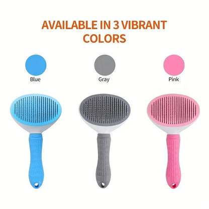 Self-Cleaning Slicker Brush for Dogs & Cats - One-Click Hair Removal Comb for Effortless Grooming