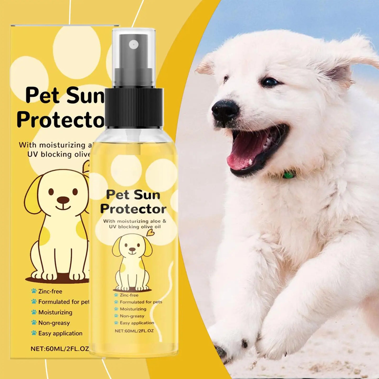 Pet Sunscreen for Dogs Moisturizing Sunblock Spray UV Protection for Hot Day Outdoor Activities like Hiking Trip Swimming Pool