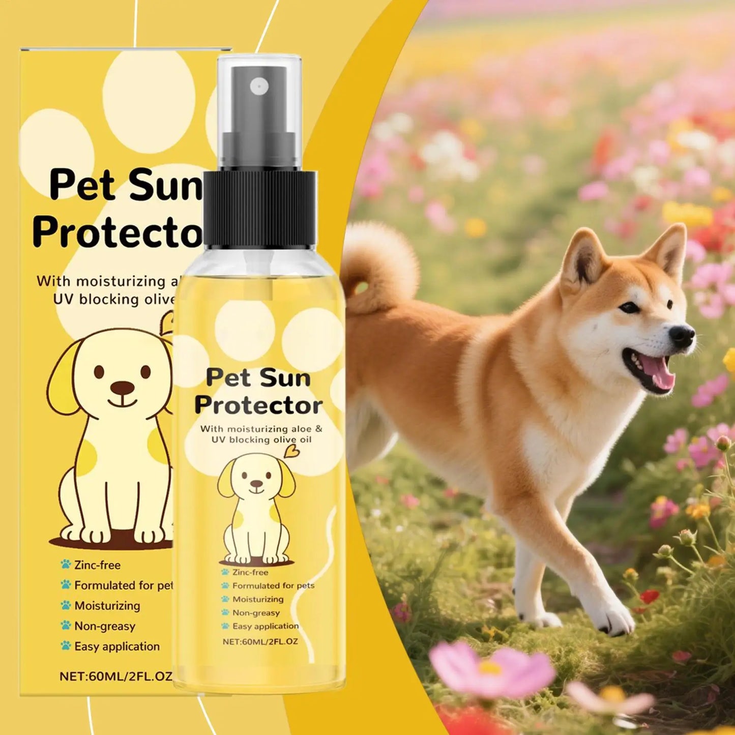 Pet Sunscreen for Dogs Moisturizing Sunblock Spray UV Protection for Hot Day Outdoor Activities like Hiking Trip Swimming Pool